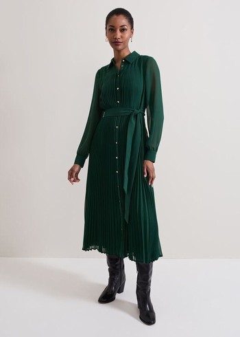 Phase Eight Gabriela Pleated Dress Green Australia | CG0713856